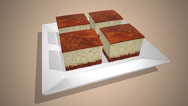 一个写实风格的常见意式甜点提拉米苏的模型