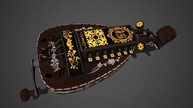 装饰性  复古  手风琴  缠枝花  风箱  艺术感  乐器  