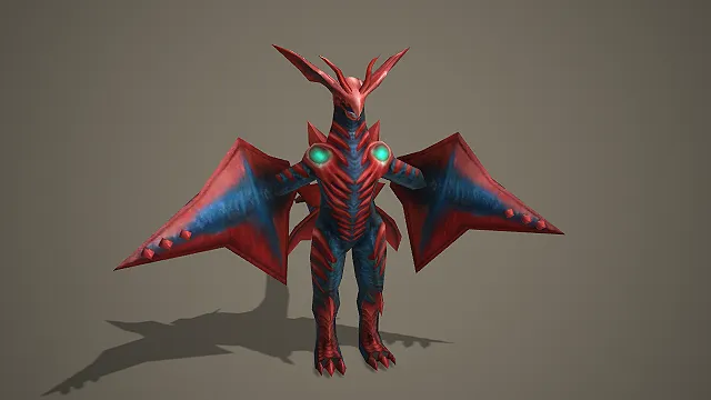 红蓝配色带翼发光胸甲人形怪物模型