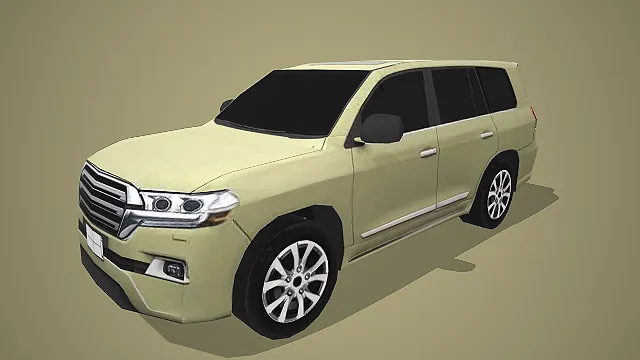 浅金色丰田兰德酷路泽 SUV 写实汽车模型