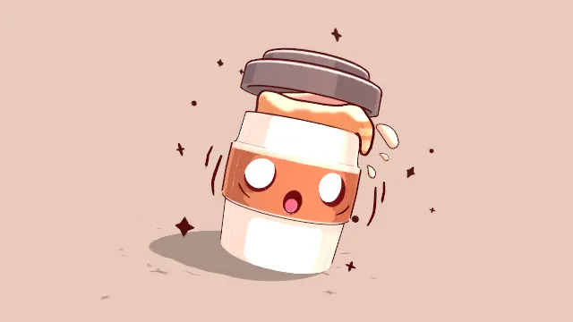 卡通风格的可爱猫头咖啡饮品