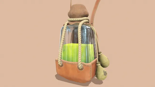 由可以斜挎的皮质包装包裹的药水瓶