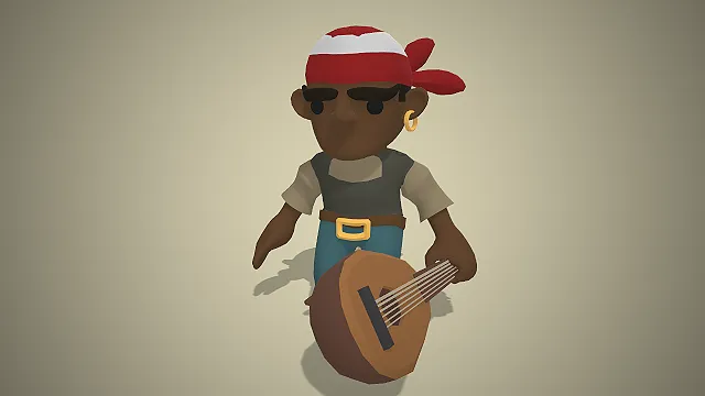 Q 版海盗乐手  酒馆歌手  低多边形风  尤克里里