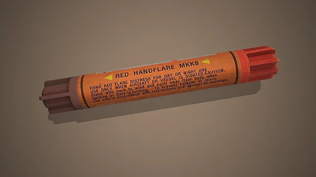 手持红色信号弹  求生道具  军用装备  应急信号装置