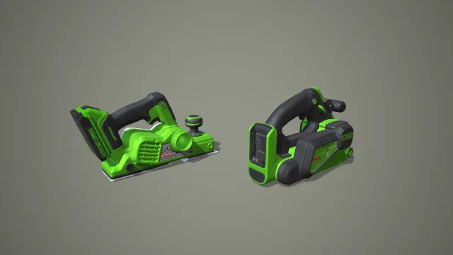 绿黑锂电带砂光机与电刨两件套 3D 模型