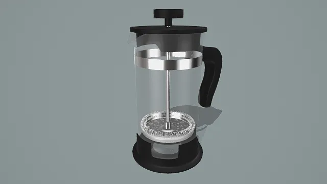 3D卡通风格黑银透明系宜家咖啡机模型，创意设计（3D咖啡机、卡通风格、卡通现代风，咖啡机设计主题，物品元素）