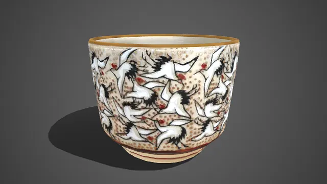 仙鹤纹瓷杯  陶瓷  吉祥寓意  金色描边  文化  