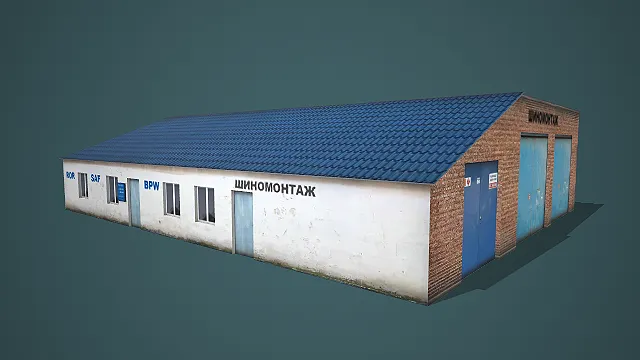 俄式车轮维修配套厂房建筑 3D 模型