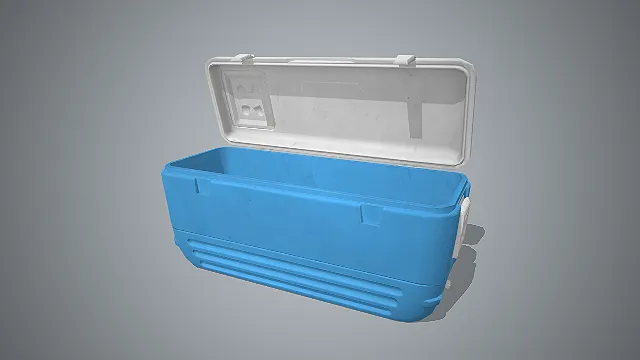 翻盖式保温箱  塑料材质  便携储物  写实模型