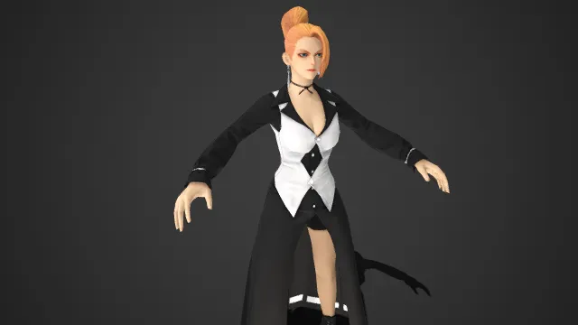 橙金高马尾  黑白撞色  个性装束  黑色菱形纹  优雅与酷感  御姐  时尚叛逆感  简约高级