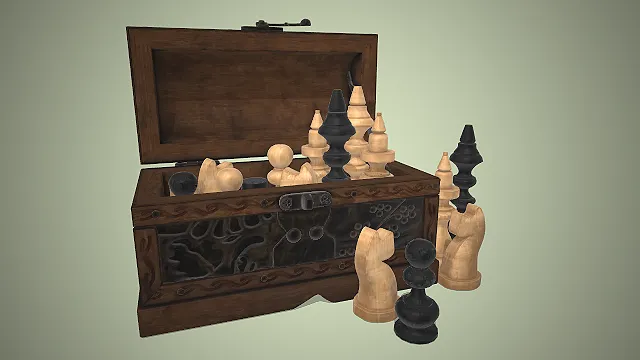 国际象棋  雕花质感  游戏道具  木质