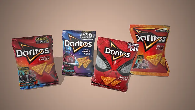 一组多力多滋玉米片的3D模型  联名包装  膨化食品  休闲零食