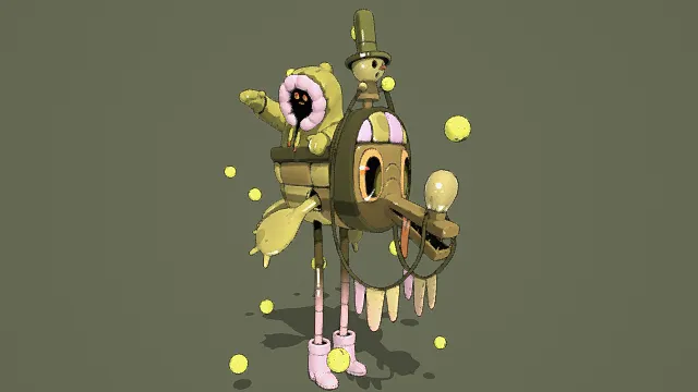 3D卡通风格奇幻机械生物模型，创意设计（3D生物、卡通风格、奇幻风，物品设计主题）