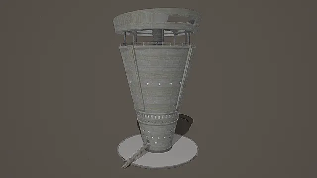 未来科幻风锥形观测塔3D模型