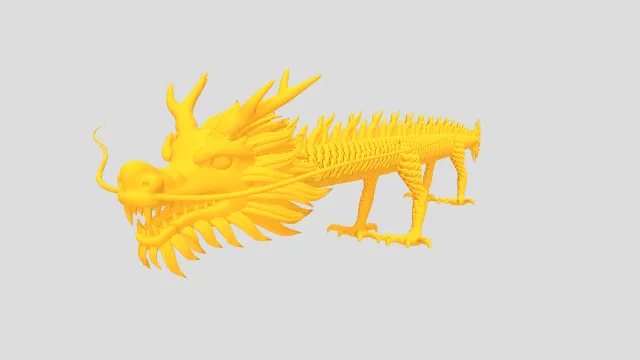 龙 中国龙 金龙 带骨骼 Blender 3D模型