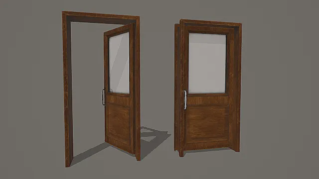 复古复古风木质门窗组合3D模型