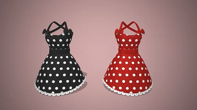 复古波点裙  挂脖吊带裙  时尚裙装  蝴蝶结