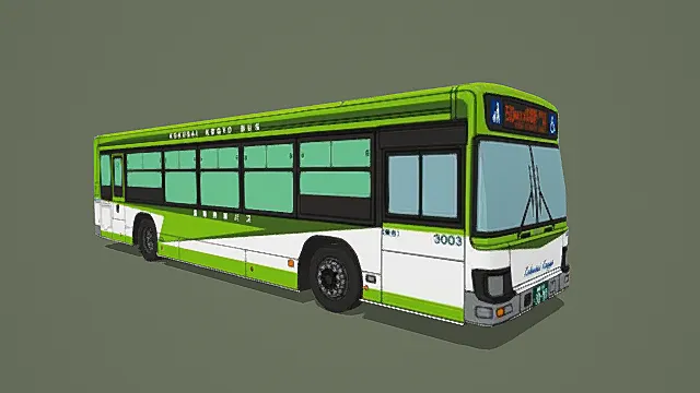 卡通风格日式城市公交巴士3D模型