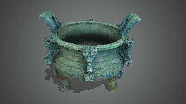 国风礼器风格青铜鼎摆件 3D 模型