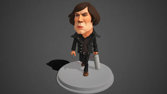 Q 版  街头涂鸦者  卡通  黑夹克  涂鸦喷枪  随性不羁  潮流