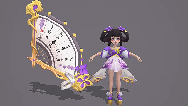 紫韵诗扇姬：古风襦裙题字诗扇套装