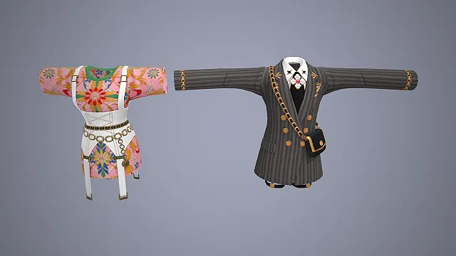 服装模型  民族风印花  条纹西装  轻奢正装