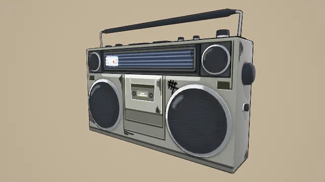 3D卡通风格复古收音机模型，创意设计（3D收音机、卡通风格、复古风，物品设计主题）