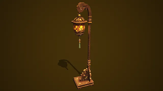 奇幻风纹案金属落地灯场景摆件 3D 模型