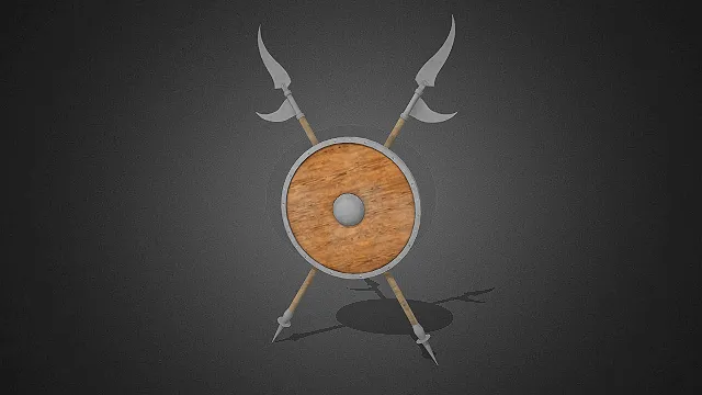 中世纪兵器挂饰  圆木盾  复古军械  写实模型