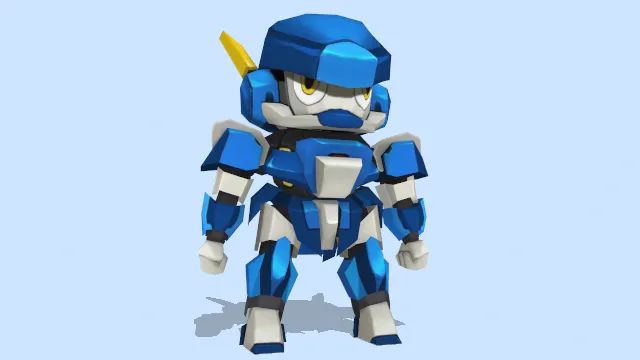 科幻蓝色机甲可爱迷你版科技机器人