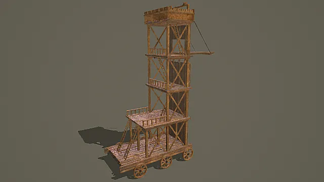 复古木质移动攻城塔3D模型