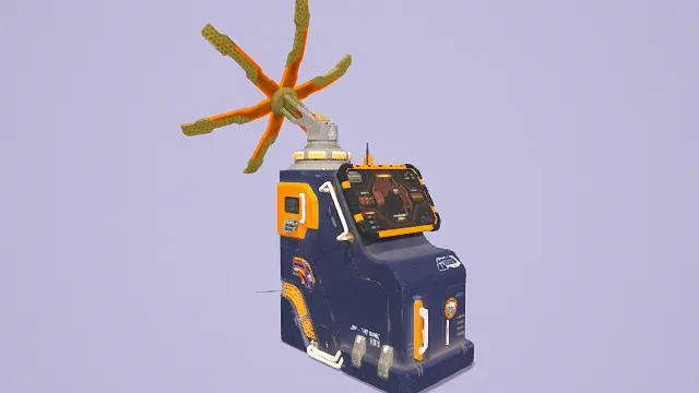 3D卡通风格科幻终端设备模型，创意设计（3D设备、卡通风格、科幻机械风，设备设计主题）