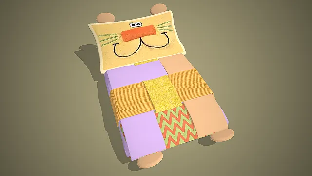 一款幼儿卧室的卡通动物造型儿童床的3D模型