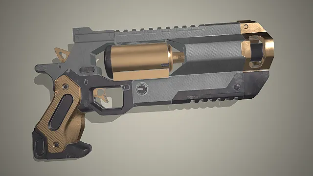 科幻左轮  未来枪械  科幻武器  金属枪身