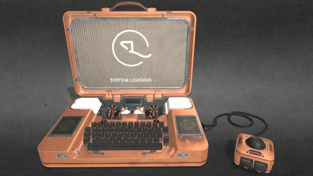 复古机器计算机带键盘模型