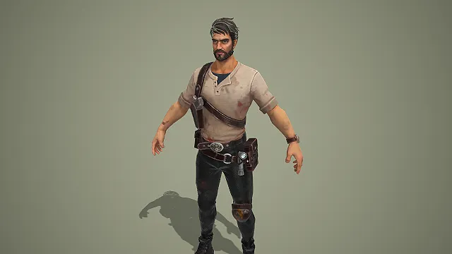 写实风格西部荒野牛仔枪手男性角色 3D 模型