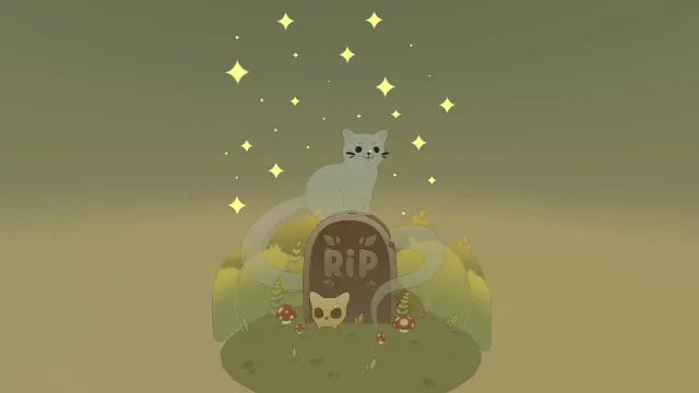 草丛中的墓碑有幽灵小猫飘出动物