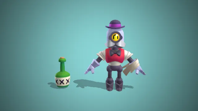 荒野乱斗  独眼  机器人  酒保  卡通风格  酒瓶