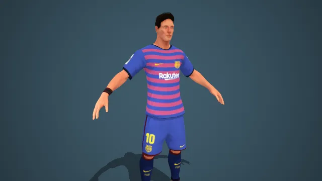 巴塞罗那 10 号梅西 T-pose 足球运动员