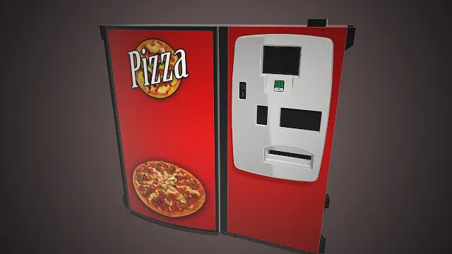 一个写实风格的3D披萨自动售卖机模型