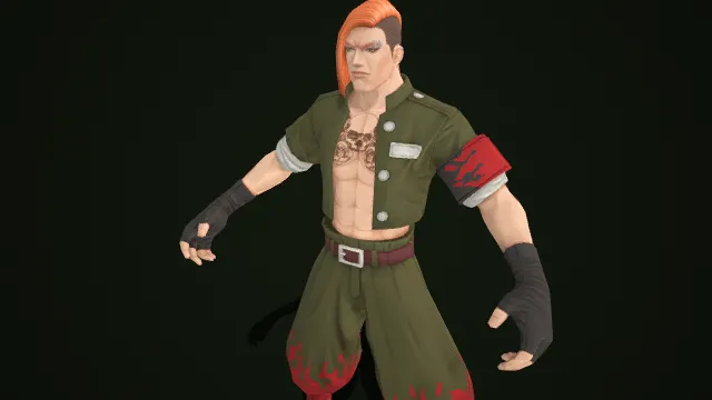 街机格斗风  橙红挑染短发  短款工装外套  阔腿裤  红色分趾靴  硬朗粗犷  