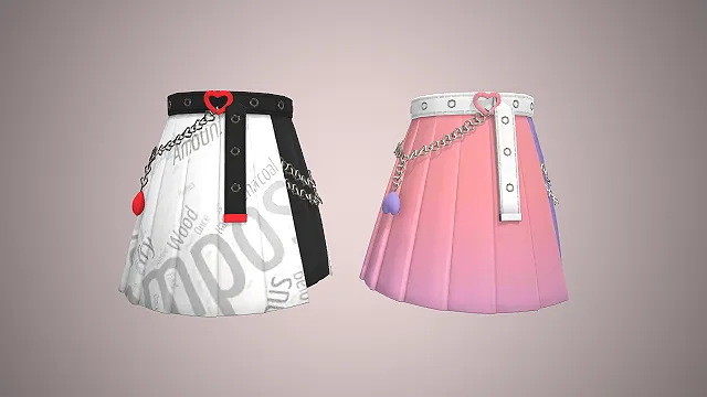 甜酷百褶裙  卡通风  爱心元素  辣妹风