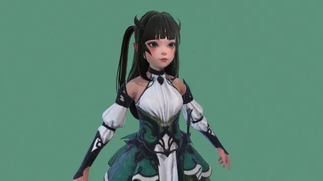 人物模型 游戏人物 精灵少女 森林少女 叶精灵