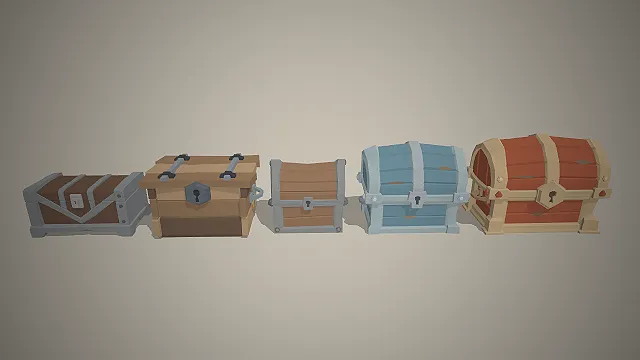 宝箱  五款造型  复古宝箱  卡通风