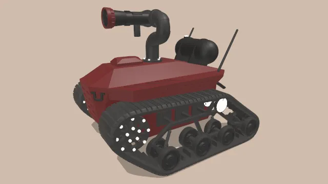 卡通风格坦克车机械消防机器