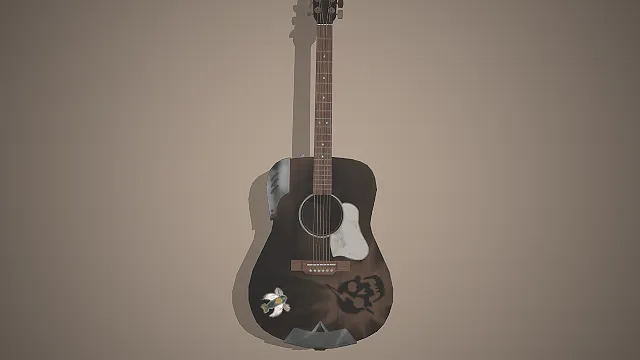 废土风原声吉他  做旧深木色  民谣吉他  复古摇滚风