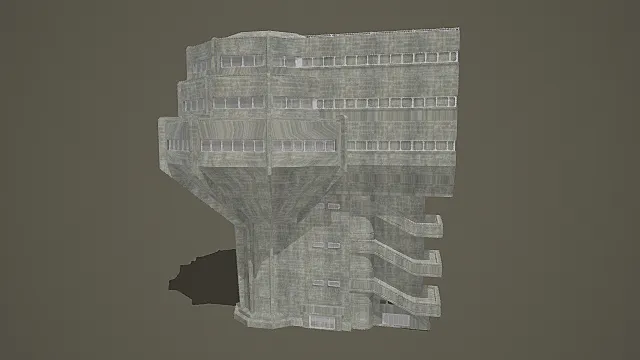 未来解构风层叠石质建筑3D模型