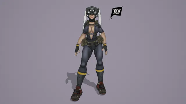   3D卡通风格酷飒人物角色模型，创意设计（3D角色、卡通风格、酷飒科幻风，角色设计主题）