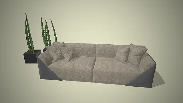 现代简约  布艺沙发  客厅家具  绿植装饰