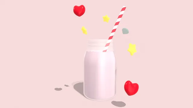 可爱的奶昔粉色有爱心五角星糖果装饰饮品